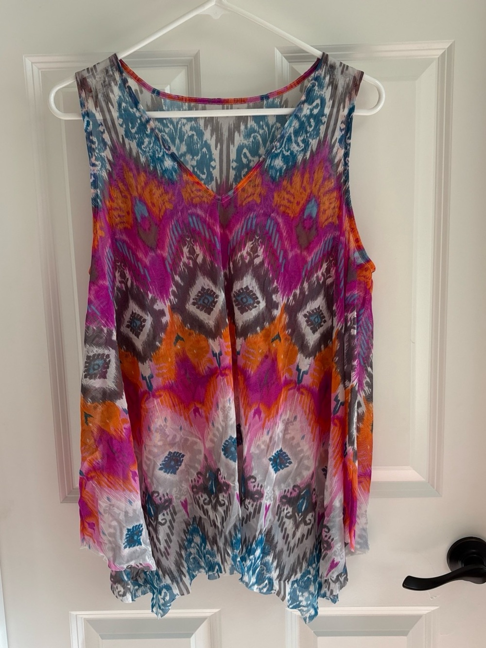 INC International Concepts Sleeveless Ikat-Print Camisole in Pink, Orange & Blue